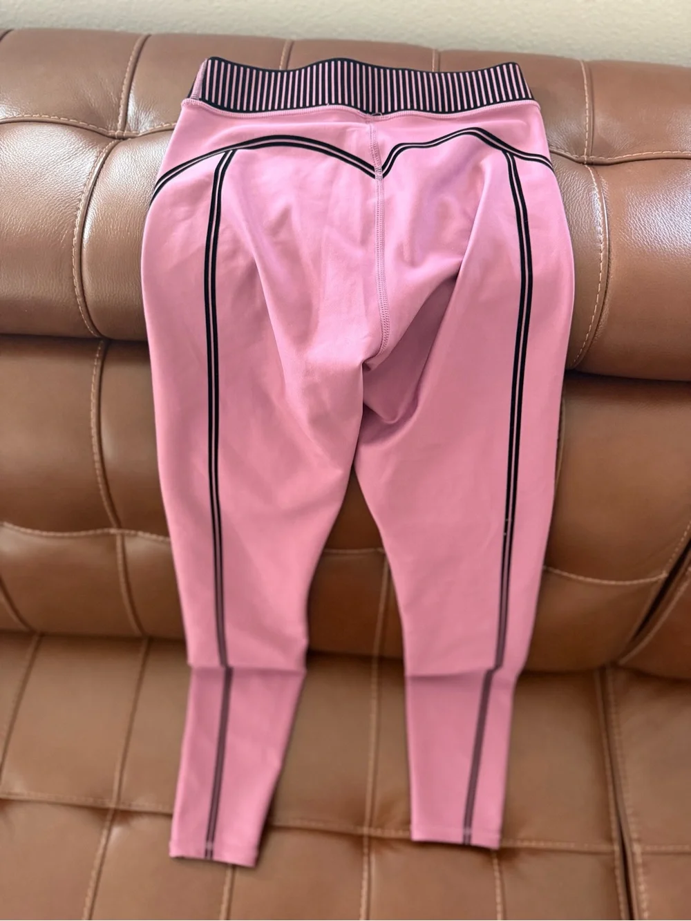 Alo Pink Leggings with Stripe Waistband